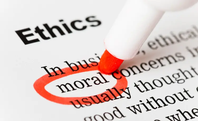The Value Of Workplace Ethics Showing an ethics document